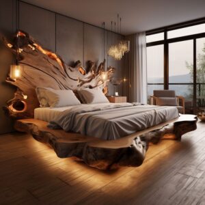 Beautiful luxury furniture crafting organic design wooden bed frame